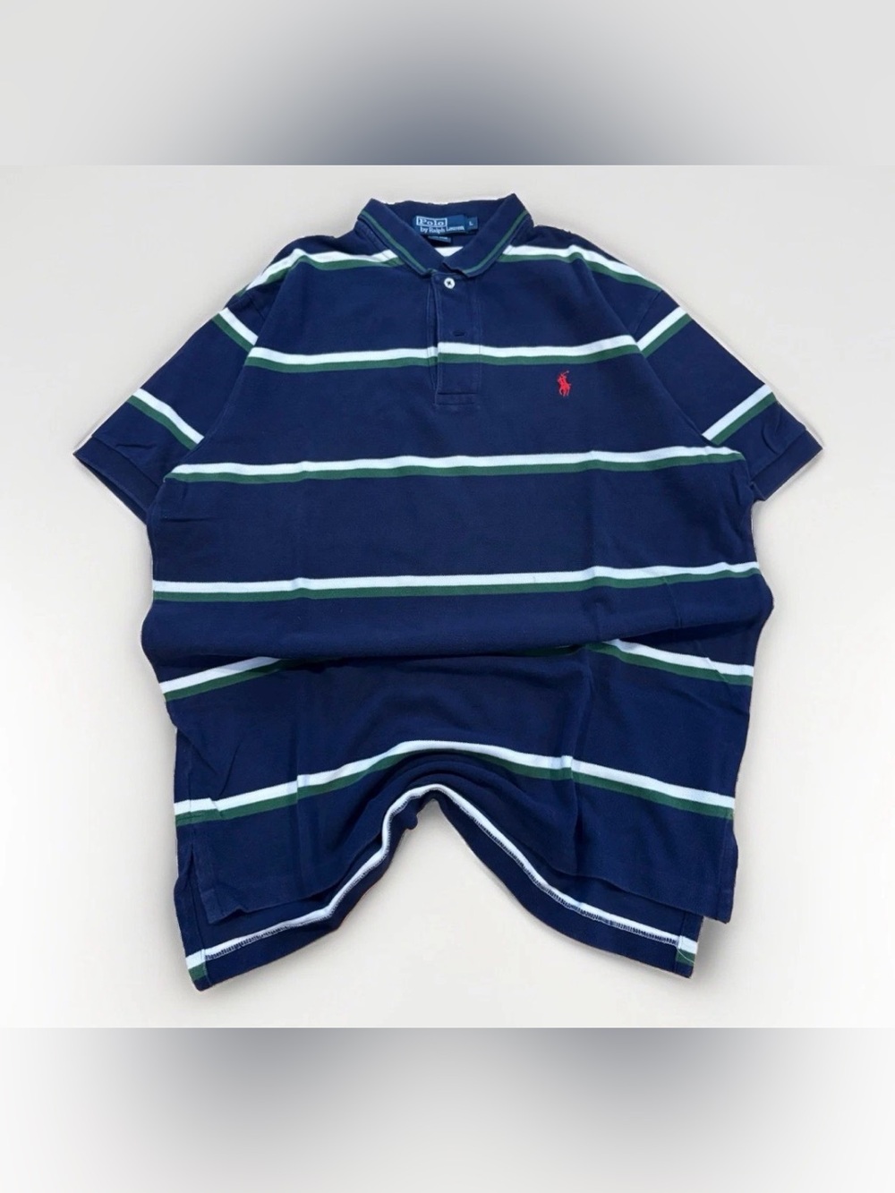 Polo Ralph Lauren Short Sleeve Polo Shirt Size Large Blue Green Cotton Preppy